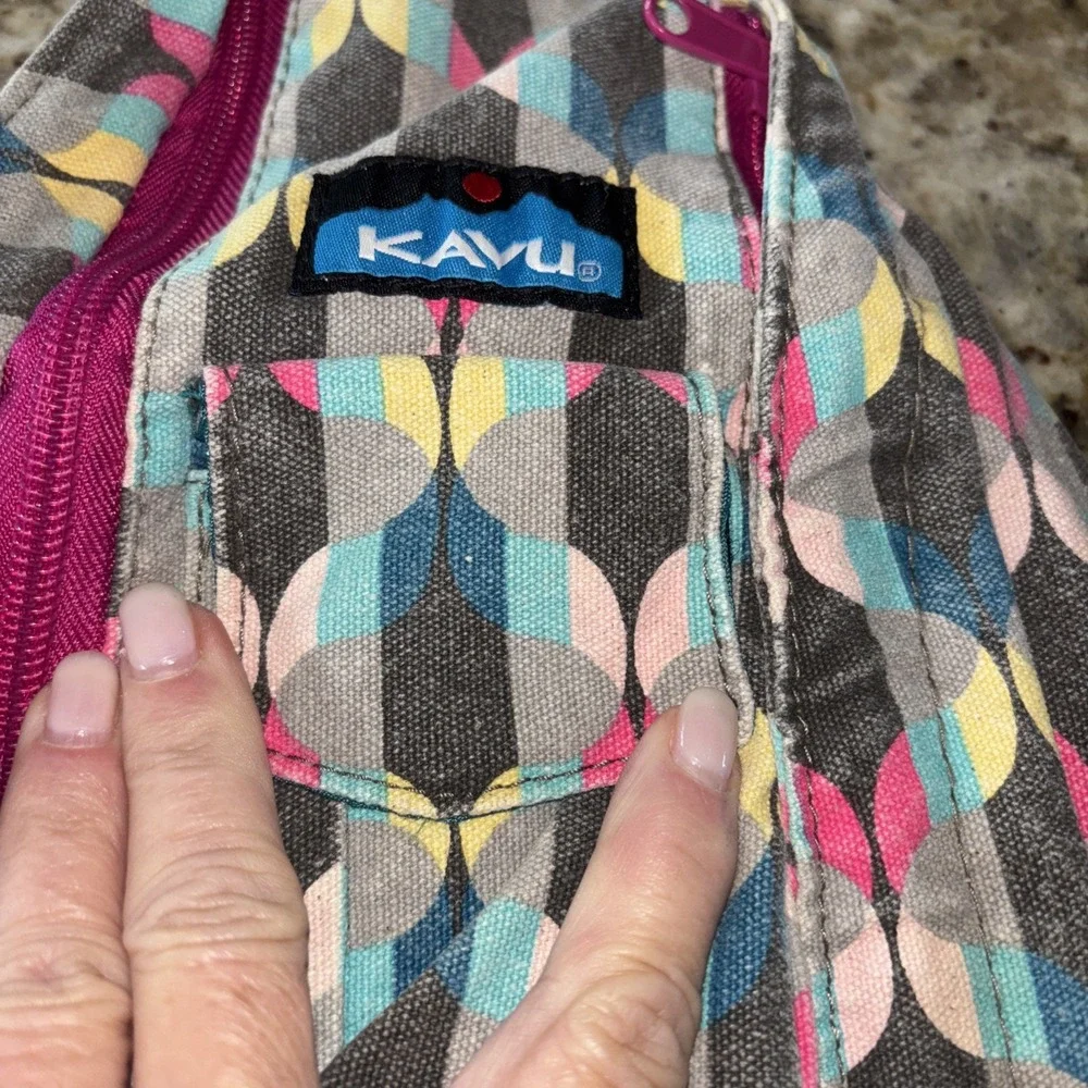 HTF Kavu Rope Bag Lantern Stripe Sling Backpack Heavy‎ Duty 3494